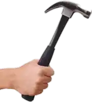 a person is holding a hammer in their hand .