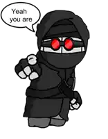 a cartoon character says yeah you are with a speech bubble