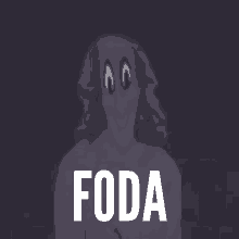 a cartoon drawing of a woman with the word foda on the bottom