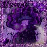 a picture of a girl with purple hair and the word heart on top