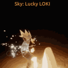 a video game character with the name sky lucky loki on it