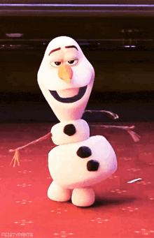 a snowman from the movie frozen dancing on a red carpet