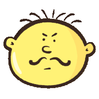 a cartoon drawing of a yellow face with an angry expression on it