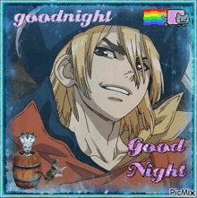 a picture of a man with the words goodnight and good night