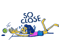 a cartoon of a woman laying on the ground with the words so close above her head