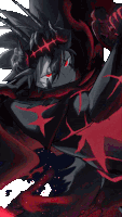 a drawing of a demon with red eyes