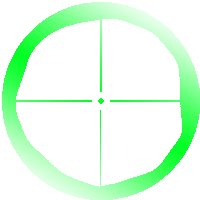 a green target with a white background and a green crosshair