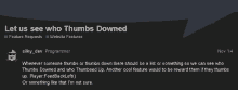 a page that says " let us see who thumbs downed "