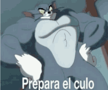 a cartoon character with the words prepara el culo written on it