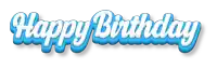 a blue and white happy birthday sign with a white background