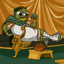 a cartoon of a frog dressed as a pharaoh