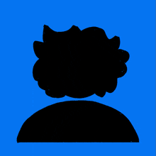 a silhouette of a person 's head with a blue background