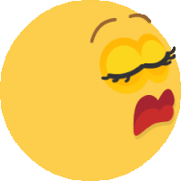 a yellow smiley face with eyes closed and a red mouth