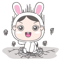 a cartoon of a girl in a bunny outfit