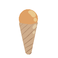 a brown ice cream cone with an orange scoop on top