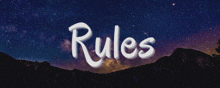 the word rules is on a dark background