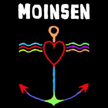 a rainbow colored anchor with a heart and the word moinsen on it