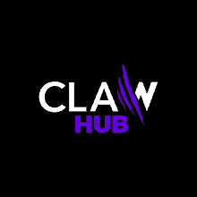 a logo for claw hub with purple claw marks