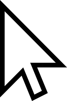 a black and white drawing of a computer mouse pointer on a white background .