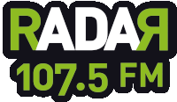 a logo for radar 107.5 fm is green and white