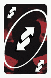 the back of a playing card with two arrows pointing in opposite directions