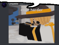 a screenshot of a video game with the words cope harder on the bottom