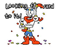 a cartoon drawing of papyrus with the words " looking forward to it "