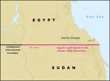 a map showing egypt and sudan with the red sea in the background