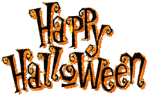 a black and orange sign that says happy halloween on a white background