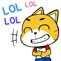 a cartoon cat is smiling with the words lol written above it