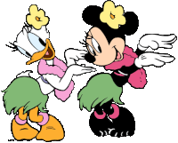 a drawing of minnie mouse and daisy duck dancing together