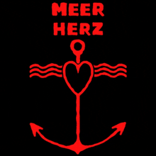 a red anchor with the words meer herz written on it