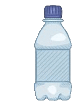 a plastic bottle of water with a blue cap on a white background .