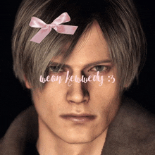 a man with a pink bow in his hair and the words wean kennedy 3