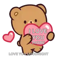 a teddy bear holding a heart with the words " i love you more " written on it