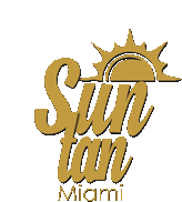 a logo for sun tan miami with a sun