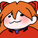 a close up of a cartoon character 's face with orange hair and a blue collar .