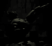 a dark room with a rabbit in the corner .