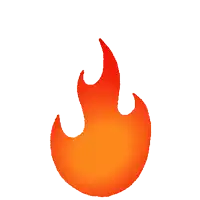 a red flame with a white background is shown