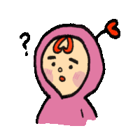 a cartoon drawing of a person wearing a pink hoodie