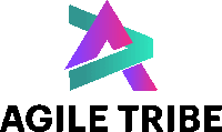 a logo for agile tribe has a purple and green triangle