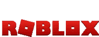 a red roblox logo is displayed on a white background