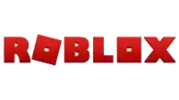 a red roblox logo is displayed on a white background