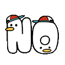 a cartoon duck wearing a hat is standing next to the letter n and o .