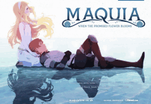 a poster for maquia when the promised flower blooms shows a man and a woman