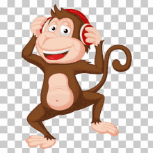 a monkey wearing headphones and a santa hat on a transparent background .