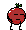 a pixel art drawing of a tomato with a face and legs .