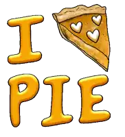 a cartoon drawing of a slice of pie with the words i love pie