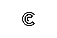 a black and white logo with the letter c in a circle