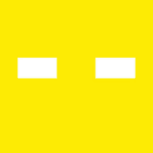 a yellow background with two white squares in the middle